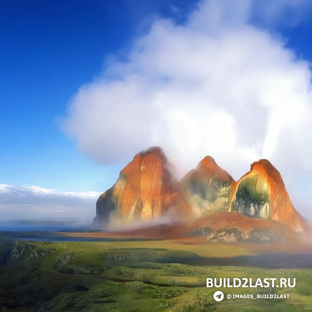 Пейзаж с геотермальным гейзером Fly Geyser в штате Невада, известным своими яркими цветами.